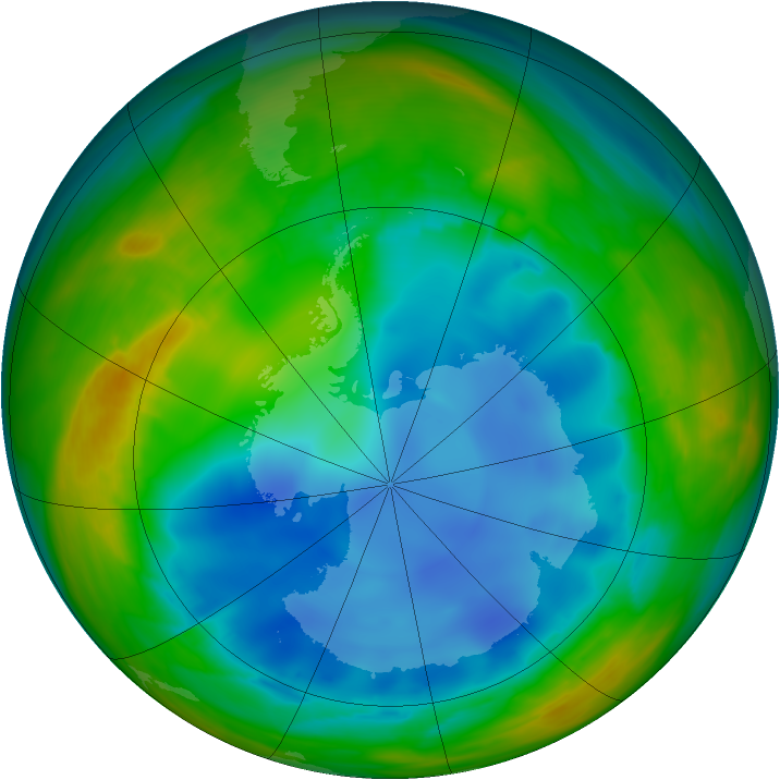 Antarctic ozone map for 28 July 2007